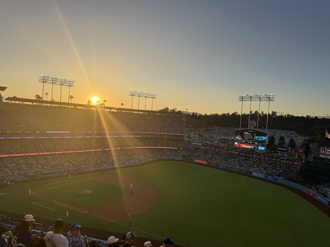 Dodger Stadium at sunset