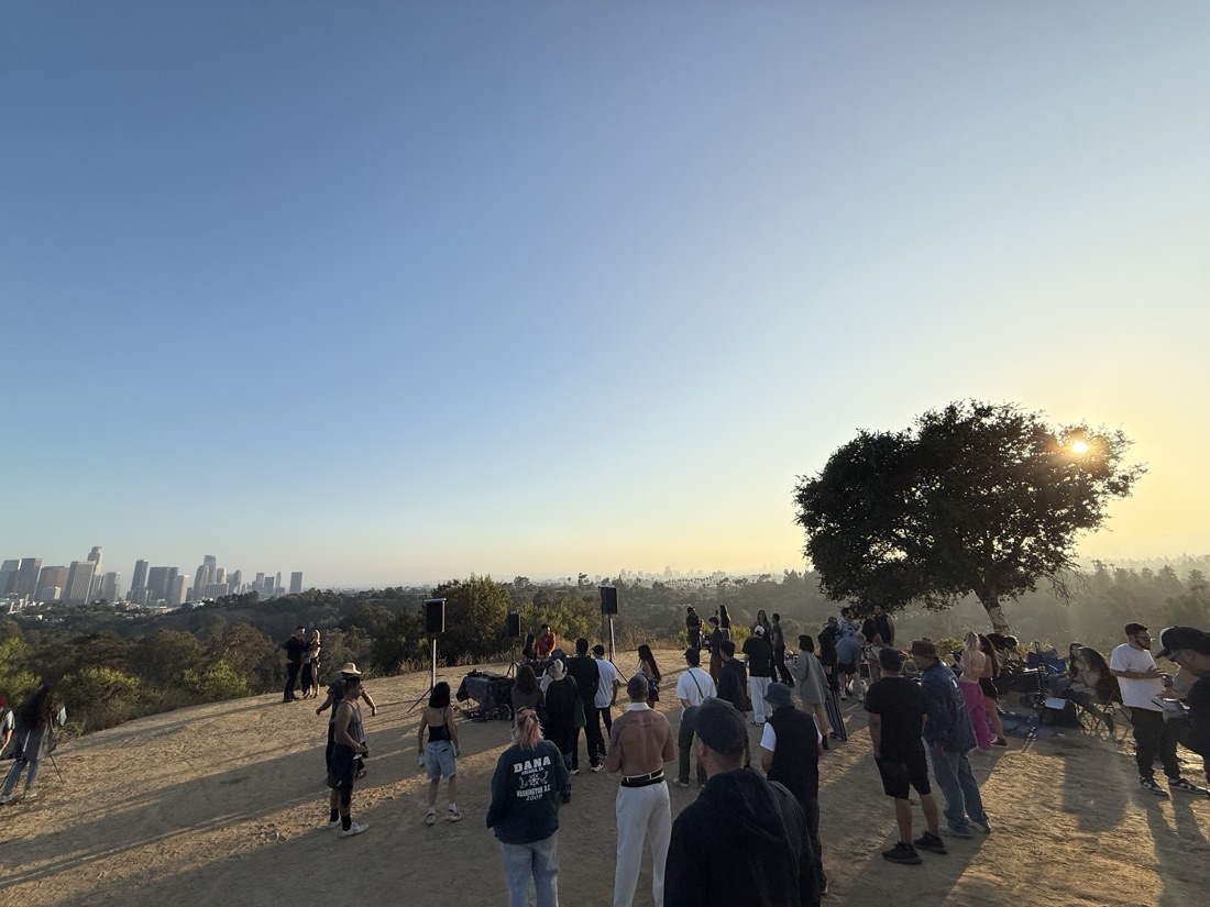 Sunset crowd above the city